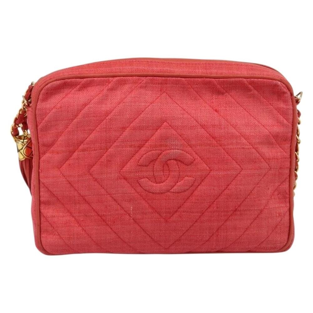 Chanel Canvas Chain Shoulder Bag Red